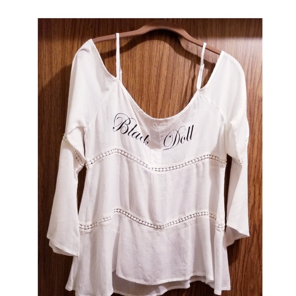 White Black Doll Spaghetti Strap Blouse